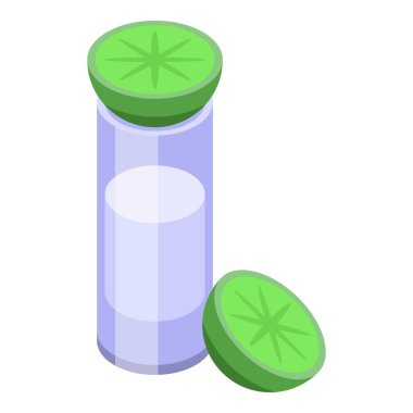 Tekila shot ikon izometrik vektörü. Cam alkol. Limon partisi