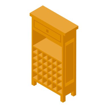 Şarap mobilya ikonu izometrik vektörü. Oda dolabı. Yiyecek odunu