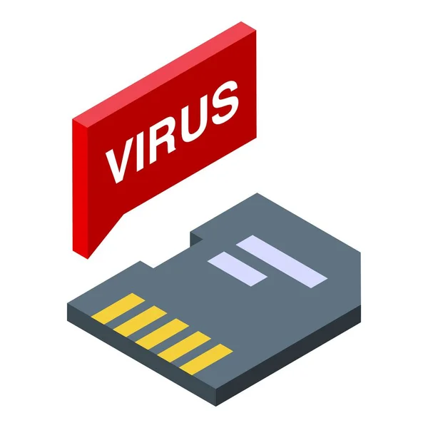 Virus Flash Karte Symbol Isometrischen Vektor Cybersicherheit Sicherer Spam — Stockvektor
