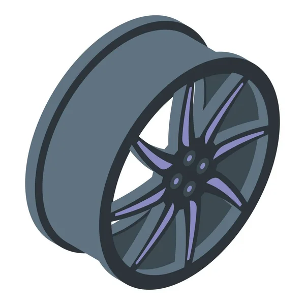 黑色铝轮图标等距矢量 修车运动金属 — 图库矢量图片