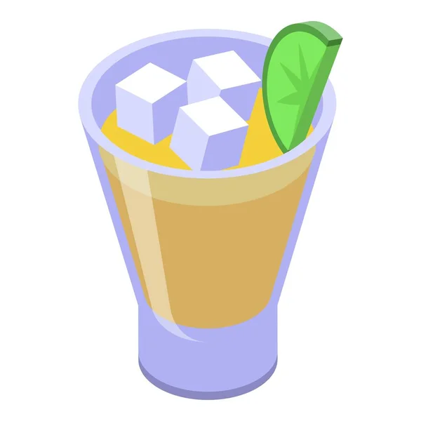 Tequila Limette Schuss Symbol Isometrischen Vektor Alkoholglas Vorhanden Bar Drink — Stockvektor