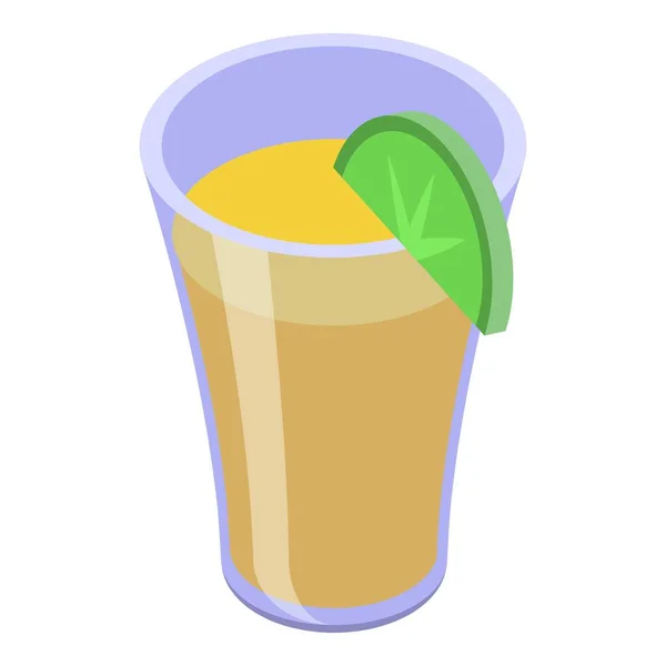 Esprit Tequila Icône Vecteur Isométrique Verre Alcool Bar Boissons — Image vectorielle