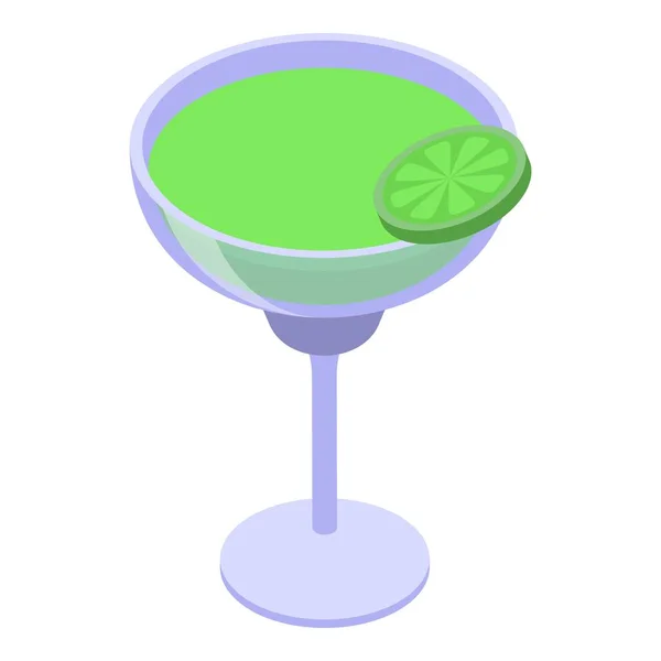 Grüner Tequila Symbol Isometrischer Vektor Glas Alkohol Kalkparty — Stockvektor