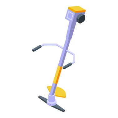 Trimmer motor ikon izometrik vektörü. Çim biçme makinesi. Bahçe çimenleri