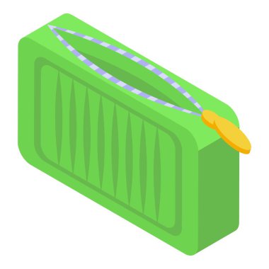 Yeşil moda kutusu ikonu izometrik vektörü. Makyaj malzemesi. Kadın mağazası