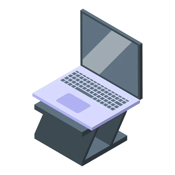 Person Laptop Stand Symbol Isometrischen Vektor Schreibtischcomputer Büro Arbeitsplatz — Stockvektor