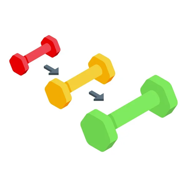 Dumbbell Level Skill Icon Isometric Vector Goal Increase Personal Test — Stock Vector