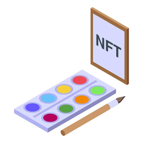 Nft Зарабатывает Иконный Изометрический Вектор Онлайн Деньги Ноутбук — стоковый вектор