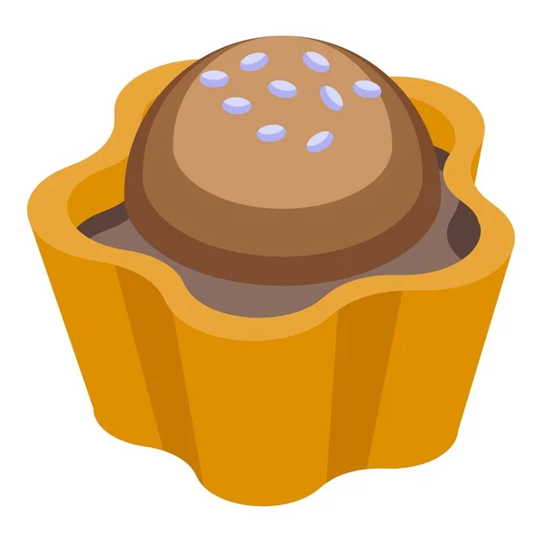 Candy Cupcake Icona Vettore Isometrico Festa Del Cioccolato Festeggia Compleanno — Vettoriale Stock