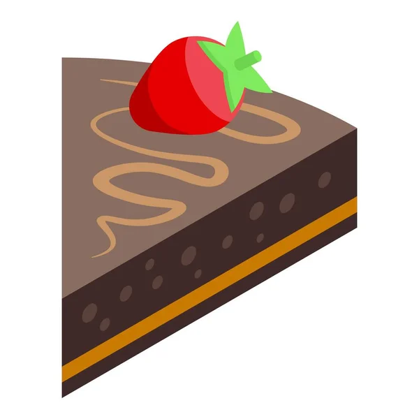 Fraise Gâteau Cacao Icône Vecteur Isométrique Festival Chocolat Boulangerie Sombre — Image vectorielle