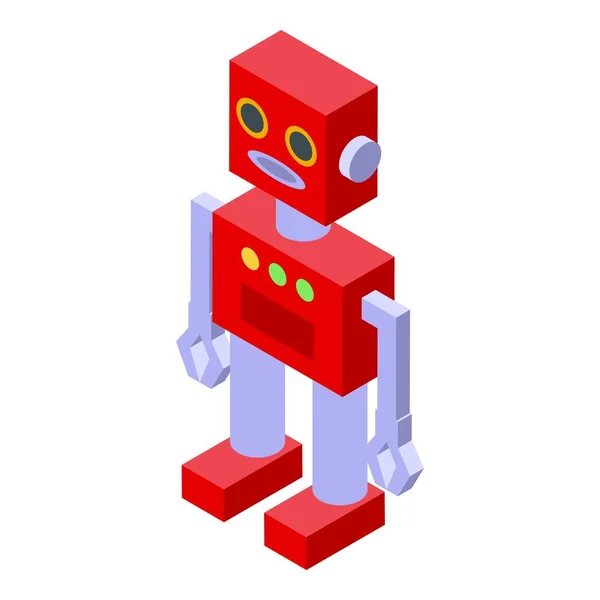 Röd Robotikon Isometrisk Vektor Smart Industri Framtida Bot — Stock vektor