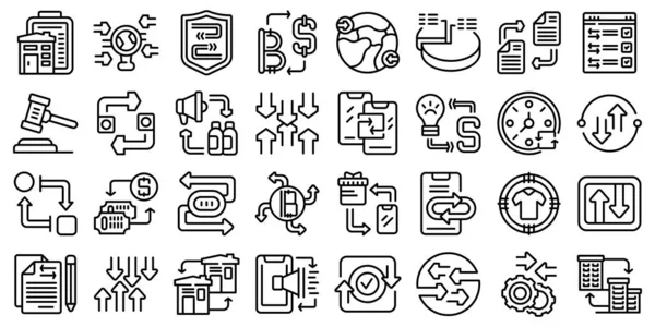 Barter Icons Set Outline Vector Agriculture Change Meeting Trade — Stock Vector
