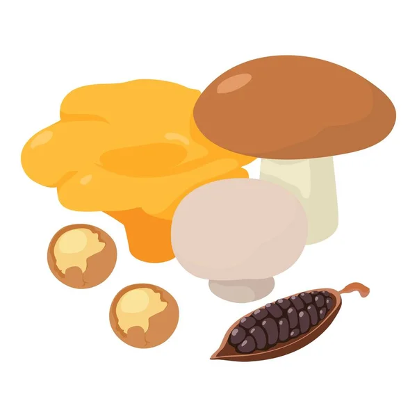 蘑菇食物图标等量向量 天然产品 膳食食品 — 图库矢量图片
