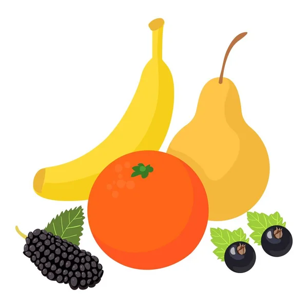 Ikone Des Gesunden Essens Isometrischer Vektor Bananen Orangen Birnen Und — Stockvektor