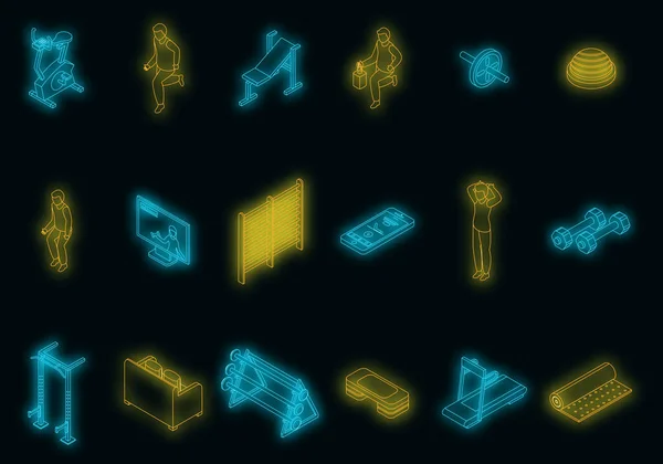Home Gym Icons Set Isometric Set Home Gym Vector Icons — Stock Vector