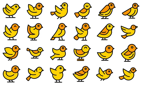 Los Iconos Gorrión Establecen Vector Contorno Vuele Pájaro Casa Árbol — Archivo Imágenes Vectoriales