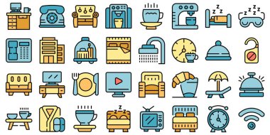 Yatak simgelerindeki kahve ana hatları belirler. Sabah oldu. Kahvaltını gevşet ince çizgi rengi bembeyaz