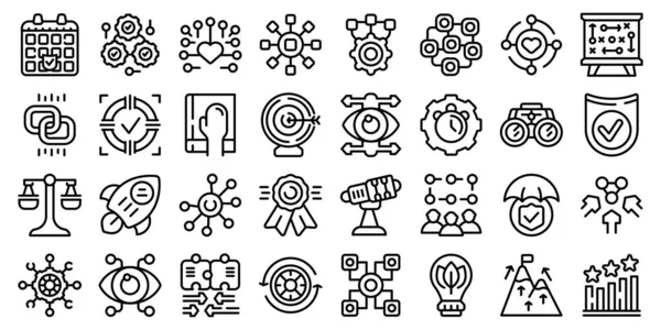 Integrity Icons Set Outline Vector Passion Honesty Business Trust — Stock Vector