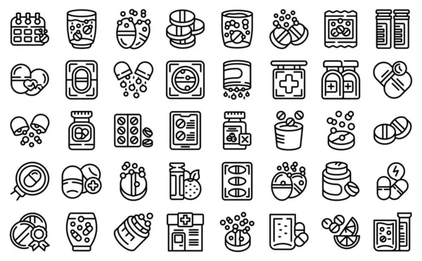 Ікони Еффервесцентної Таблиці Задають Вектор Таблетки Від Води Наркотики — стоковий вектор