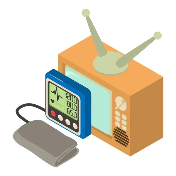 Pressure Control Icon Isometric Vector Modern Blood Pressure Monitor Retro — Stock Vector
