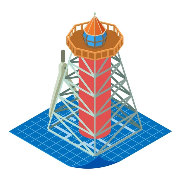 Icono Del Proyecto Faro Vector Isométrico Modelo Faro Azul Print — Vector de stock