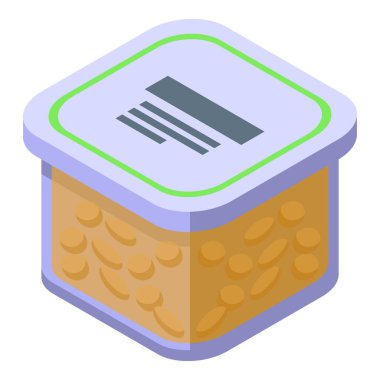 Soya kutusu izometrik vektörü. Vejetaryen proteini. Yemek diyeti