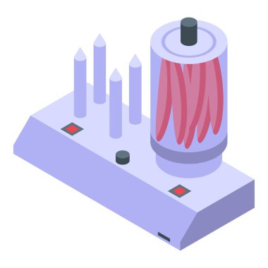 Sosisli ekipman ikonu izometrik vektörü. Şehir pazarı. Sokak arabası.