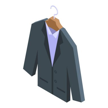 Damat kostüm ikonu izometrik vektörü. Düğün evliliği. Olay planlayıcısı