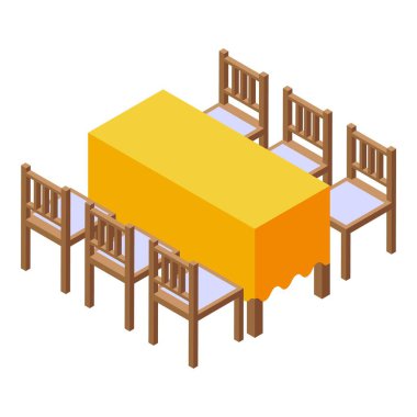 Düğün masası ikonu izometrik vektörü. Planlama servisi. Pasta kutlaması