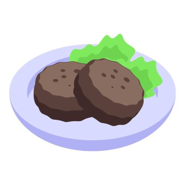 Et besin ikonu izometrik vektörü. Tabak kültürü. Krep seyahati