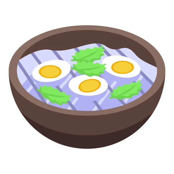 Ikon Kedelai Telur Rebus Vektor Isometrik Makanan Organik Makanan Diet - Stok Vektor