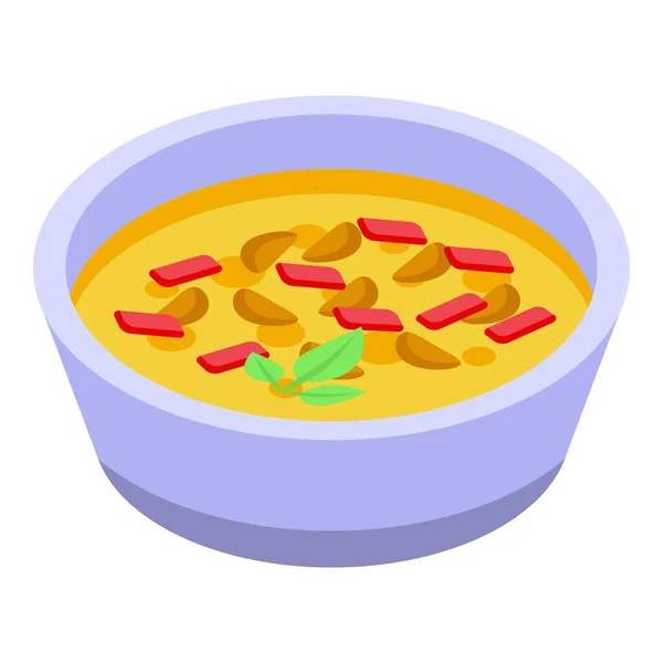 大豆スープアイコン等角ベクトル 栄養有機 健康食 — ストックベクタ