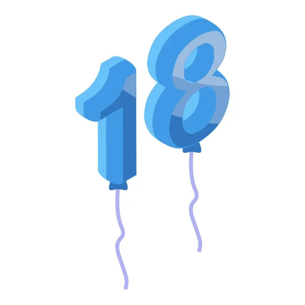 Número Aniversário Ícone Balão Vetor Isométrico Loja Vendedores Parque Rua — Vetor de Stock