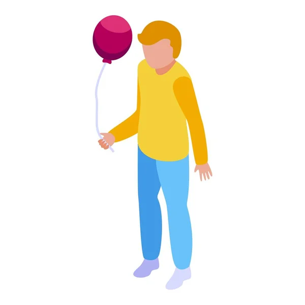 Kind Mit Luftballon Symbol Isometrischen Vektor Naturverkauf Kirmes — Stockvektor