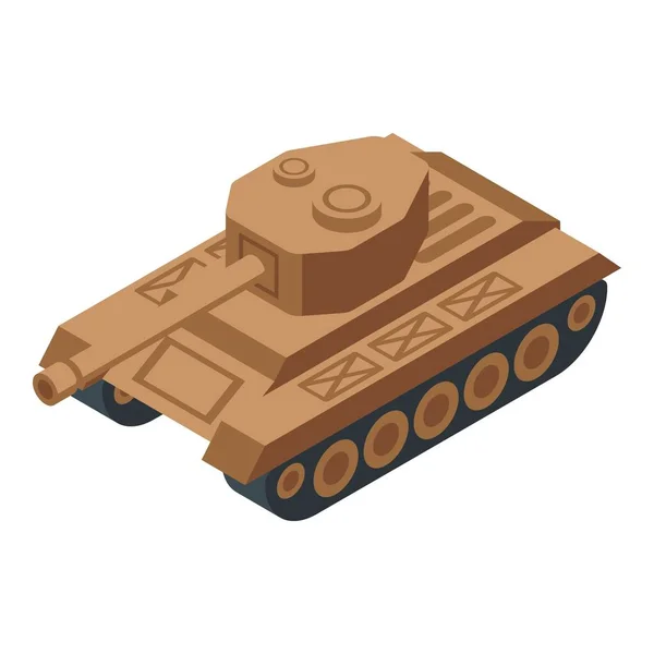 Desert Tank Icoon Isometrische Vector Militair Voertuig Strijdsoldaat — Stockvector