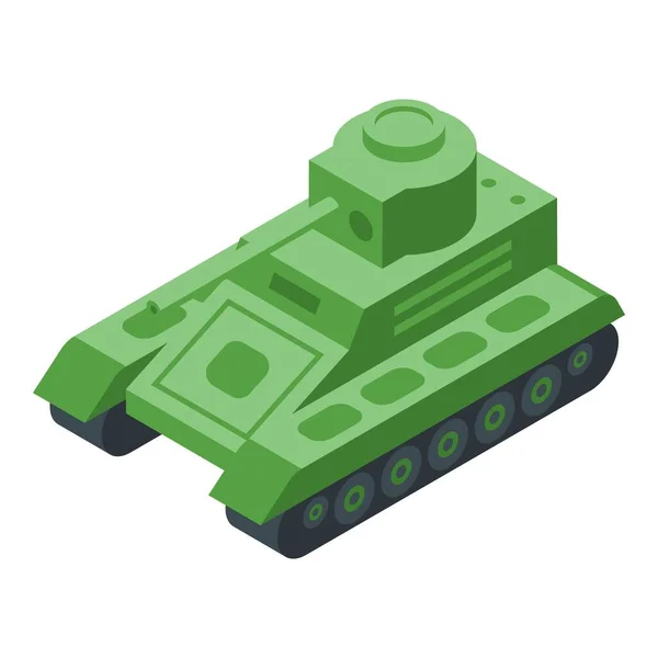Ícone Tanque Verde Vetor Isométrico Exército Militar Pistola Combate — Vetor de Stock
