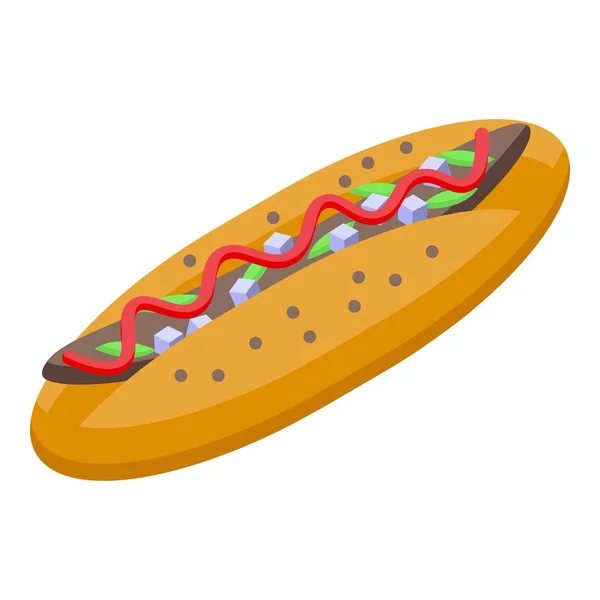 Icône Hot Dog Vecteur Isométrique Stand Nourriture Marché Municipal — Image vectorielle