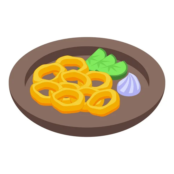 Légumes Icône Nourriture Vecteur Isométrique Cuisine Espagnole Assiette Paella — Image vectorielle