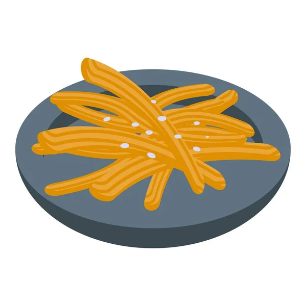 Churros Icône Vecteur Isométrique Cuisine Espagnole Menu Poulet — Image vectorielle