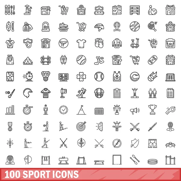 100 spor ikonu hazır. Beyaz arkaplanda izole edilmiş 100 spor simgesi vektörünün ana hatları