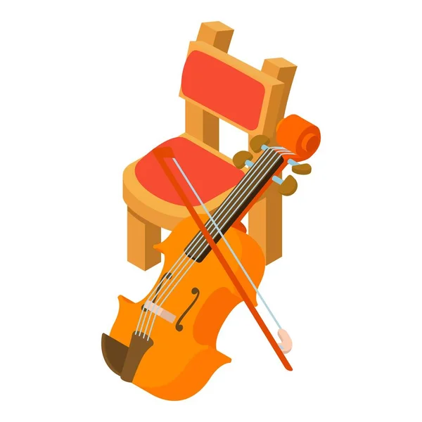 Violine Symbol Isometrischer Vektor Gebeugtes Musikinstrument Der Nähe Einer Hölzernen — Stockvektor