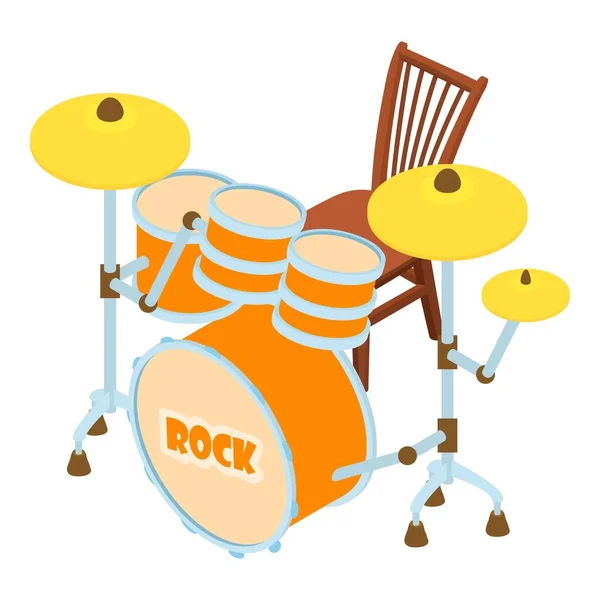 Rock Dob Ikon Izometrikus Vektor Ütős Hangszer Szék Közelében Zenei — Stock Vector