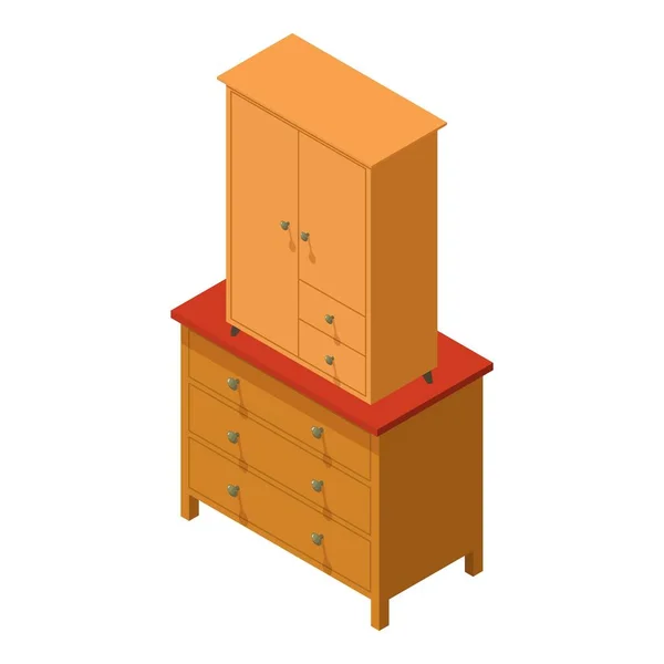 Holzmöbel Ikone Isometrischer Vektor Neue Moderne Schließfach Auf Kommode Symbol — Stockvektor