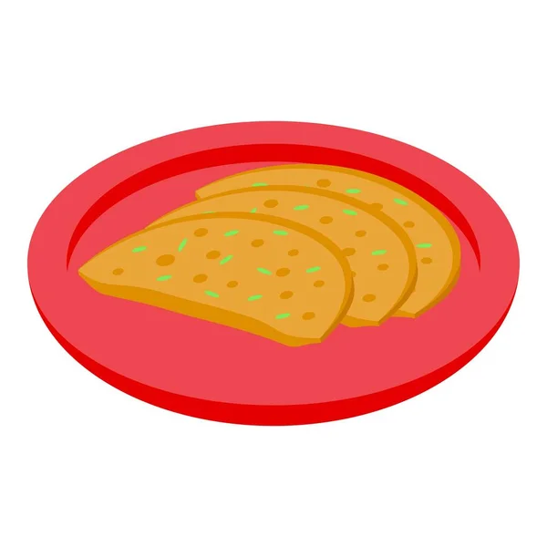 Ikon Pita Bakery Adalah Vektor Isometrik Hidangan Roti Masakan Daging - Stok Vektor