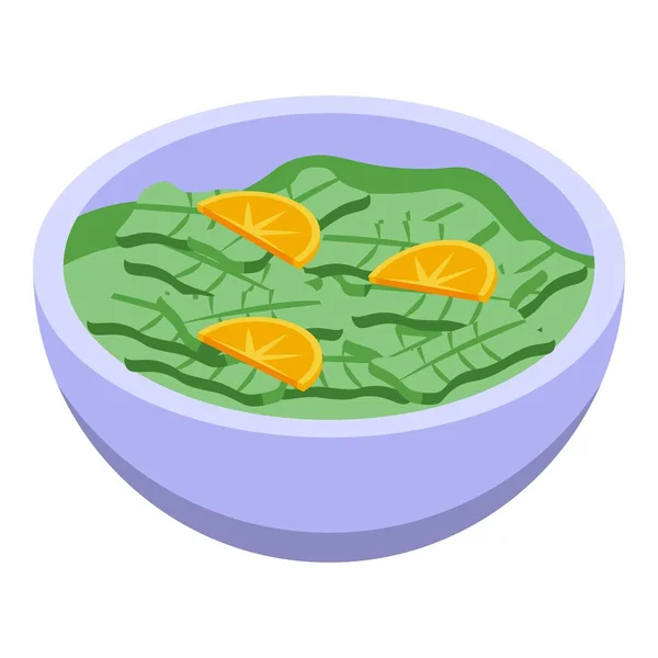 Yeşil Çorba Ikonu Izometrik Vektörü Yemek Pilavı Menü Ekmeği — Stok Vektör