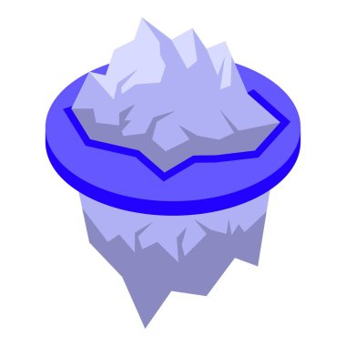 Geniş buzdağı ikonu izometrik vektörü. Buzul denizi. Kuzey Kutbu zirvesi