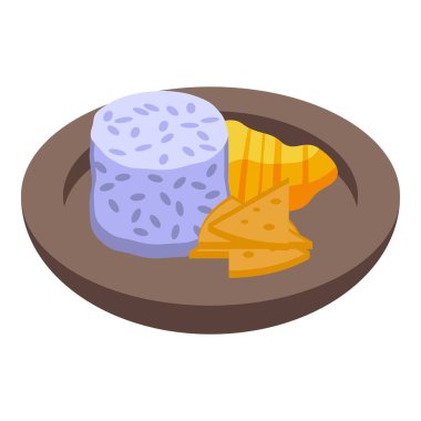 Pirinç ikonu izometrik vektörü. Seyahat günü. Özgürlük granada