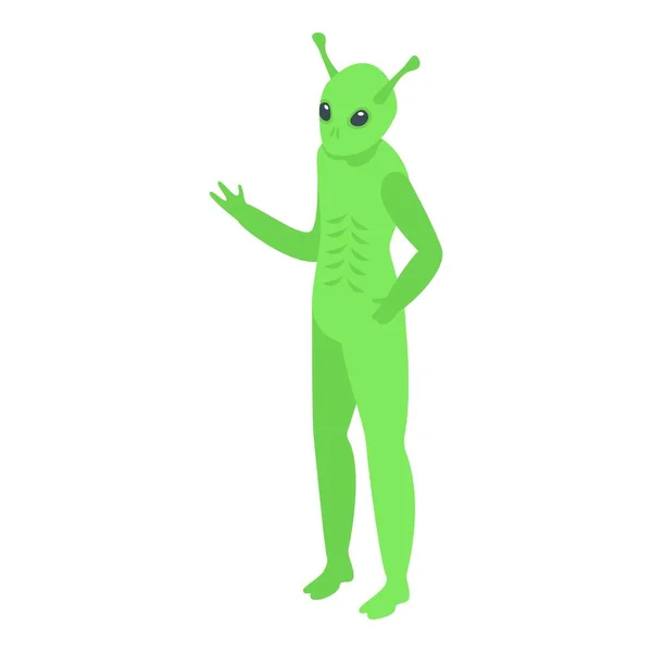 Ícone Alienígena Verde Vector Isométrico Personagem Espacial Monstro Engraçado —  Vetores de Stock