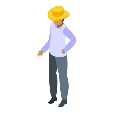 Nikaragua çiftçi ikonu izometrik vektörü. Seyahat günü. Özgürlük ülkesi