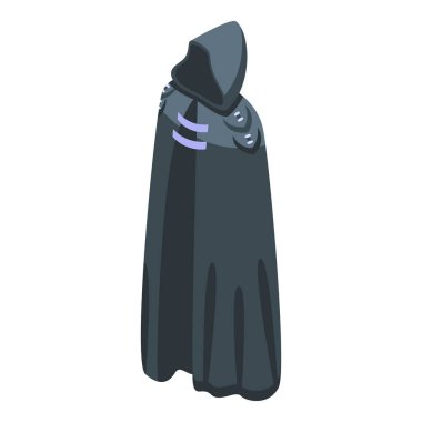 Siyah kumaş ikon izometrik vektörü. Pelerin. Pelerin. Süper kral